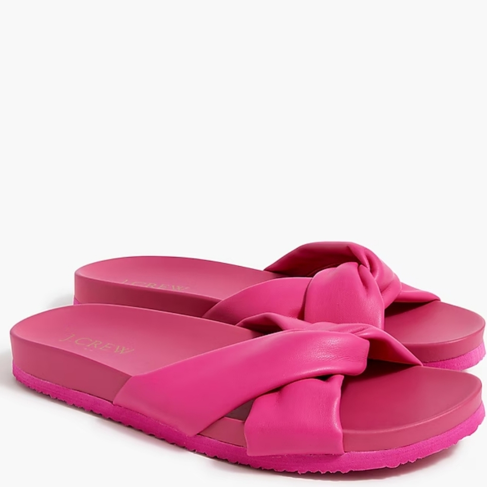 🆕 J. Crew Cross-strap Pool Slides Sandals Flashback Fuchsia Pink Size 10